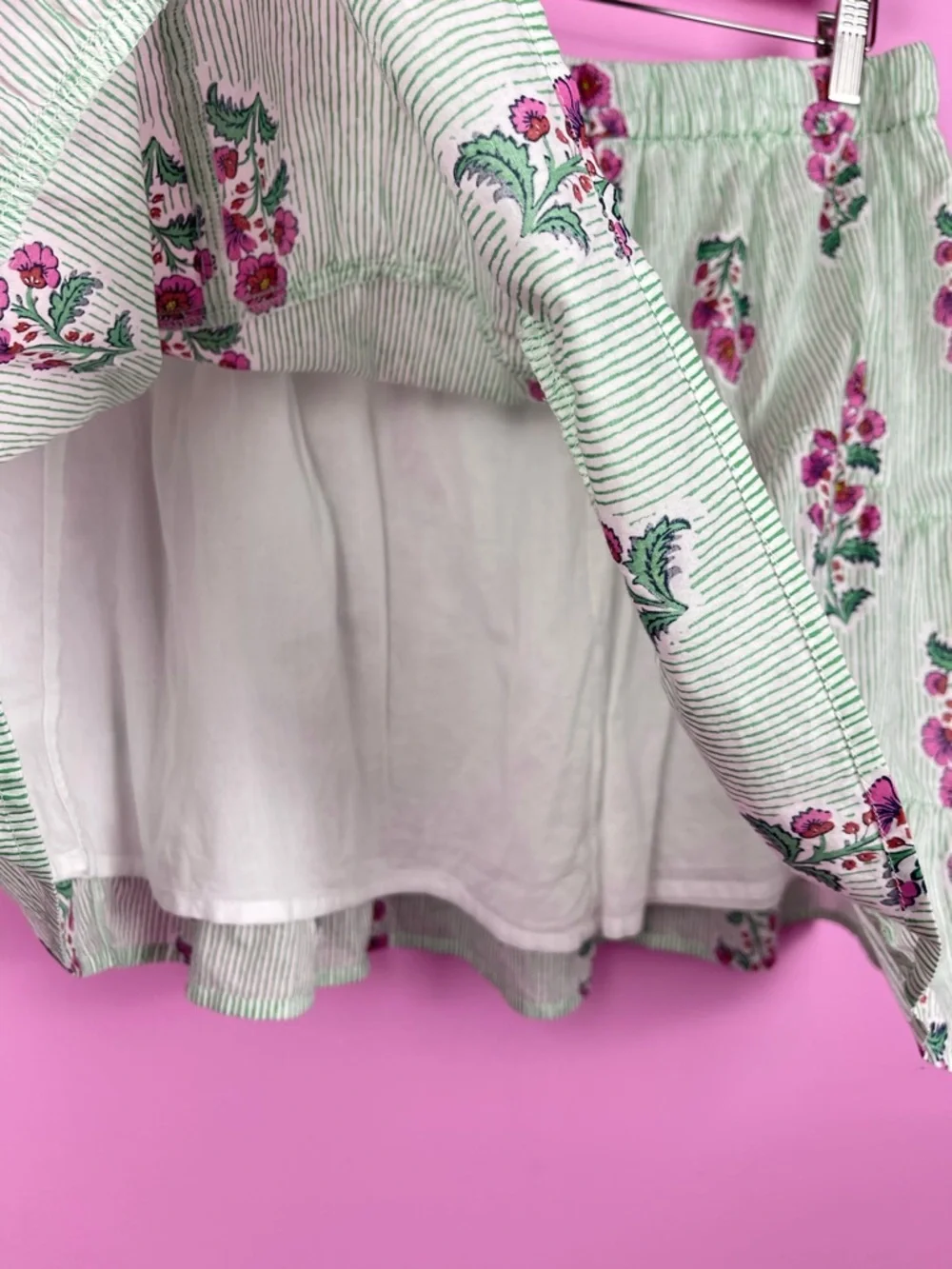 J.Crew Tiered Mini Skirt Floral Stripe Cotton Elastic Waist Women’s Medium NWT - Picture 8 of 10
